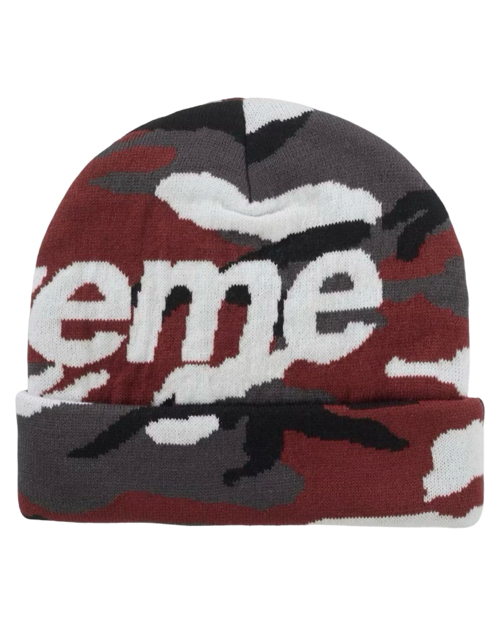 Gorro de lana Supreme rojo camuflaje de nieve PV25