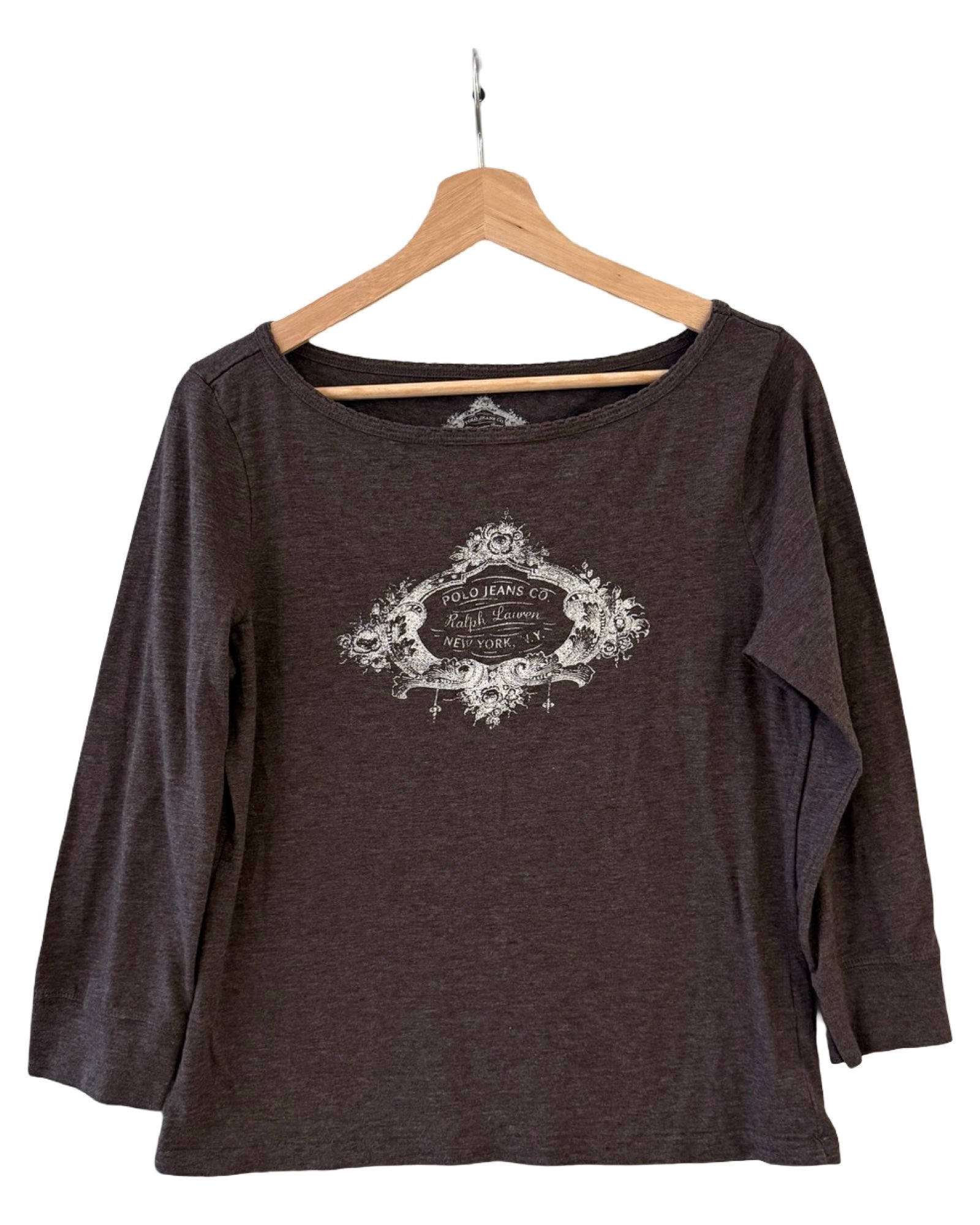 Womens Polo Ralph Lauren NY Brown Logo Tee
