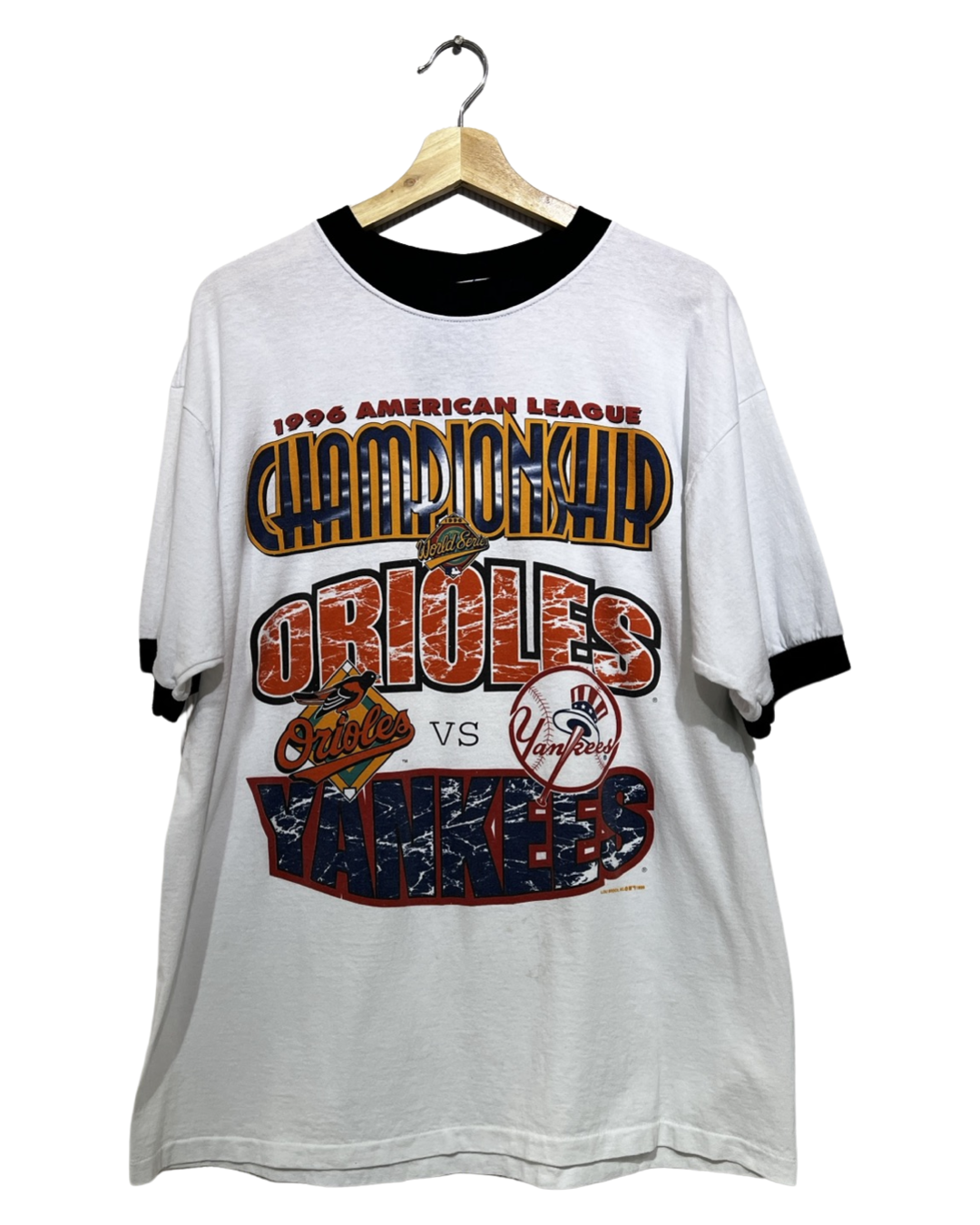 Vintage Rare 1996 Yankees vs Orioles Ringer Tee KIF Vintage