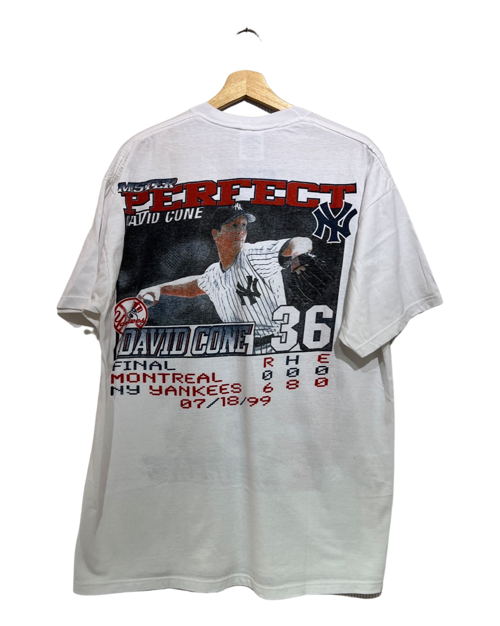 Vintage 1999 New York Yankees David Cone Perfect Game Tee KIF Vintage
