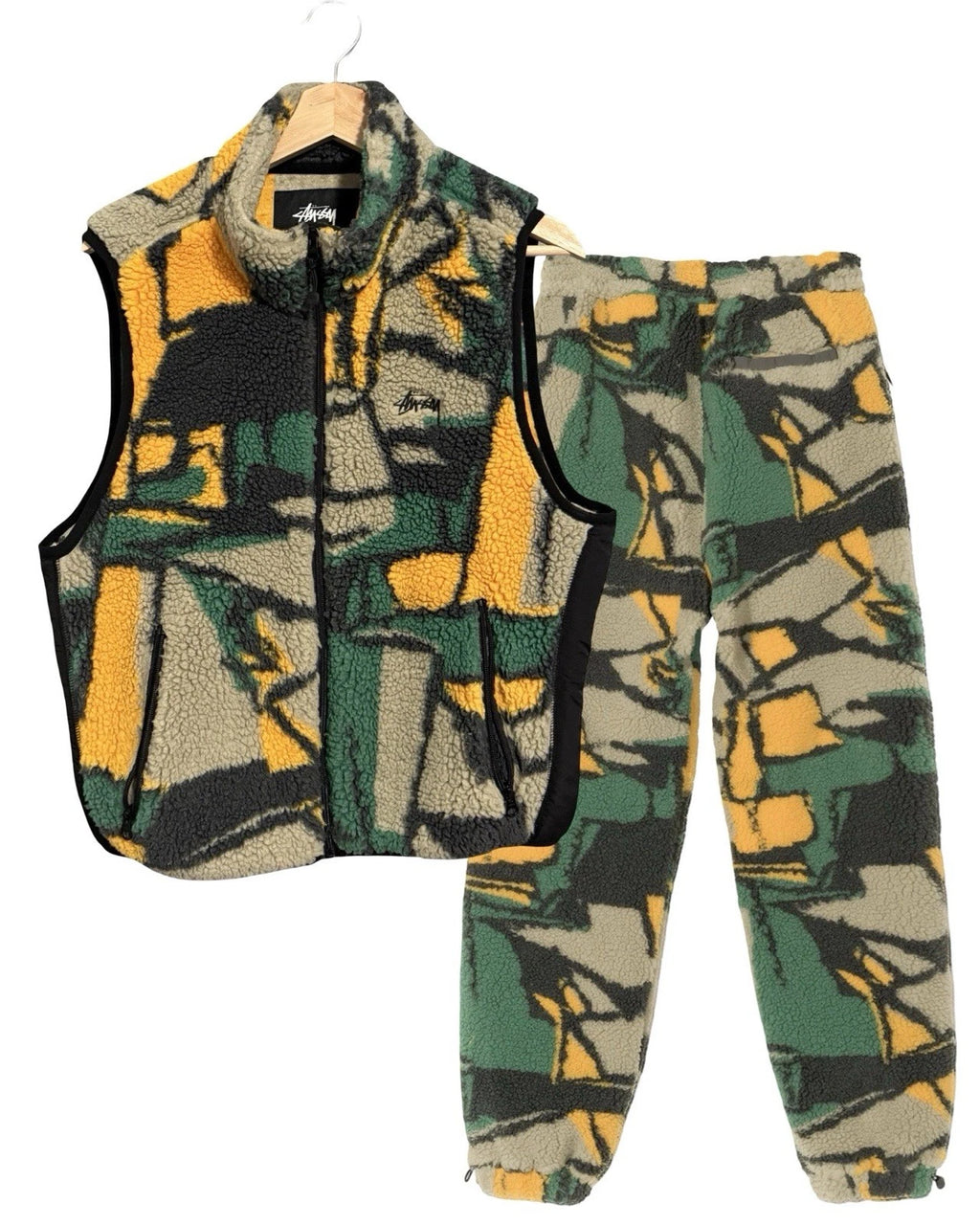 Rare Stussy Color Block Fleece Vest & Pants Set