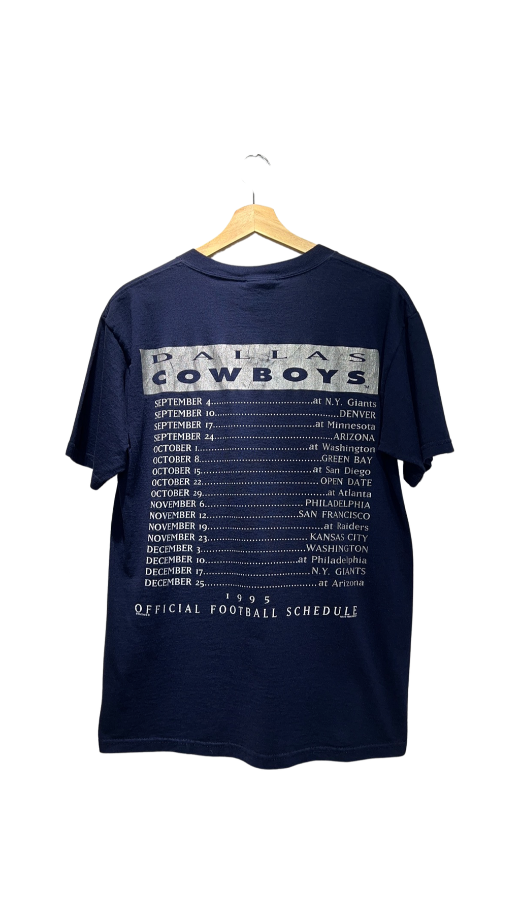 Vintage 1995 Dallas Cowboys Schedule Tee Vintage Woodbury