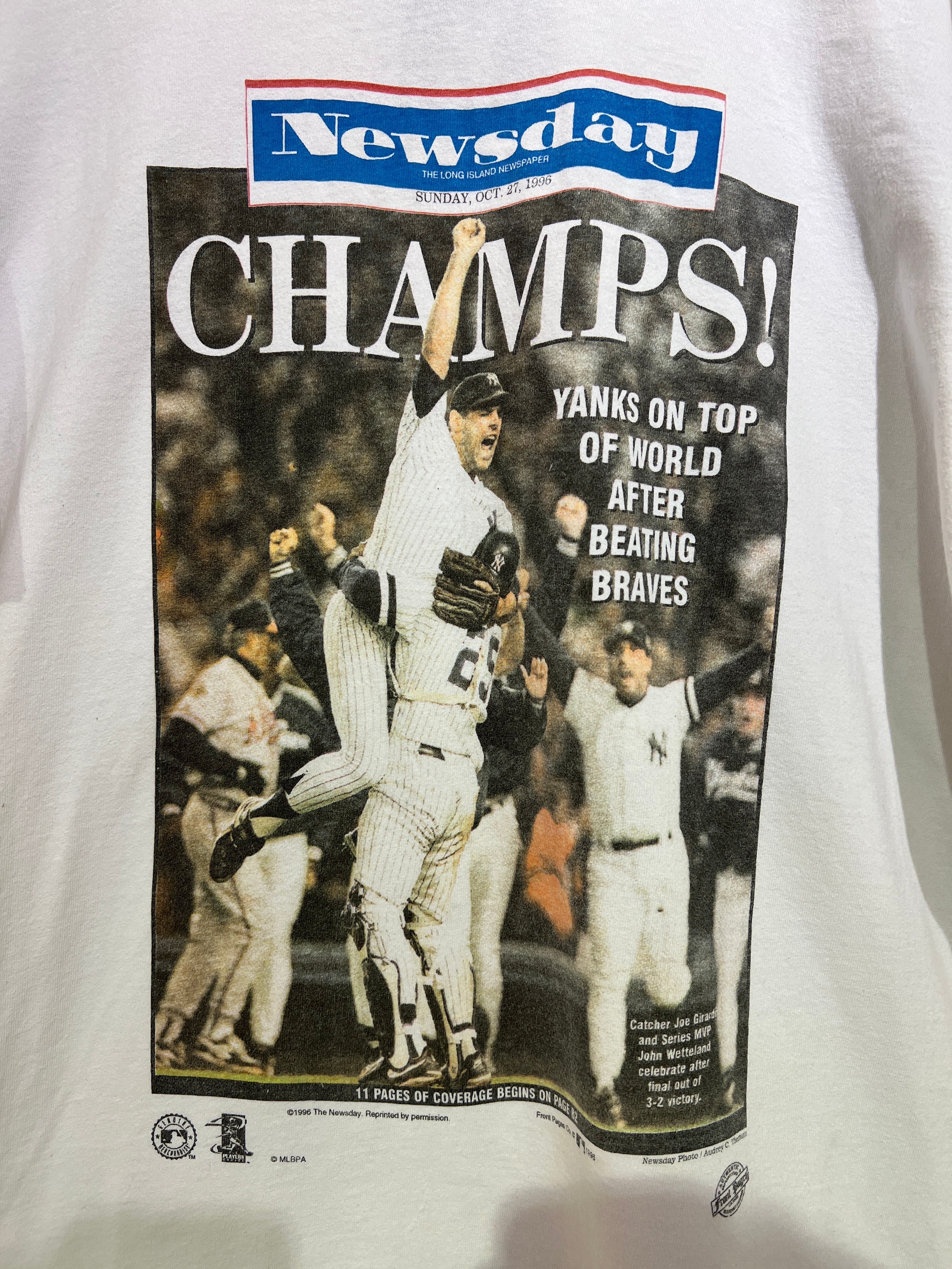 Vintage Rare 1996 New York Yankees Champions Newspaper Tee KIF Vintage