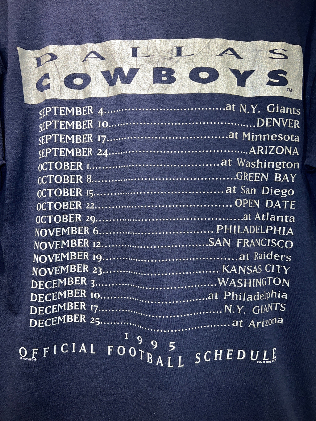 Vintage 1995 Dallas Cowboys Schedule Tee Vintage Woodbury