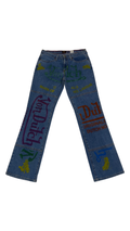 W 13 / M 32 x 32 Vintage Von Dutch Sample Big Print Jeans KIF Vintage